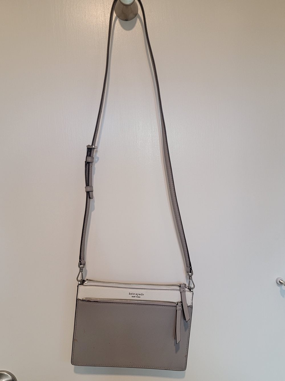 Kate Spade Two-Tone Gray Leather Crossbody Bag